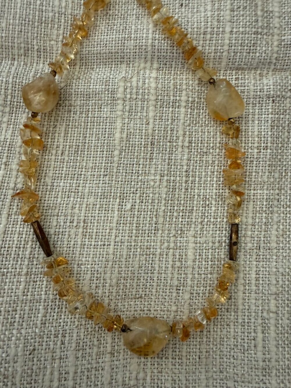 Amber beaded necklace with gold accents